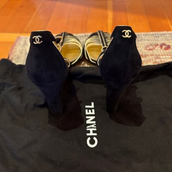 CHANEL pumps G37381 leather Black gold Size 39 - Picture 3 of 7